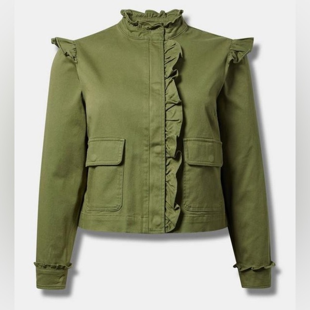 Torrid Olive Green Ruffle Women's Jacket